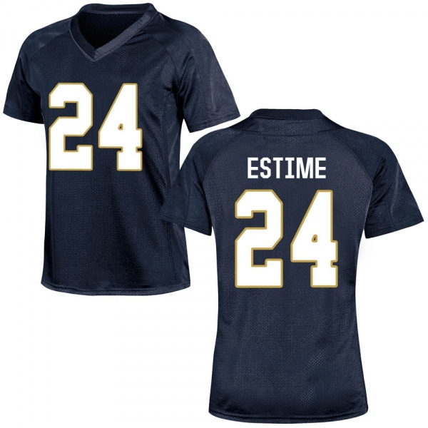 Audric Estime Notre Dame Fighting Irish NCAA Women's #24 Navy Blue Game College Stitched Football Jersey QGZ4455DM